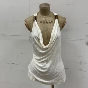 Y2K Morgan de Toi White Cowl Neck Halter Top